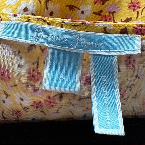 Draper James Floral Sundress Short Sleeve V-Neck Women Size L Yellow coastal - Picture 9 of 14